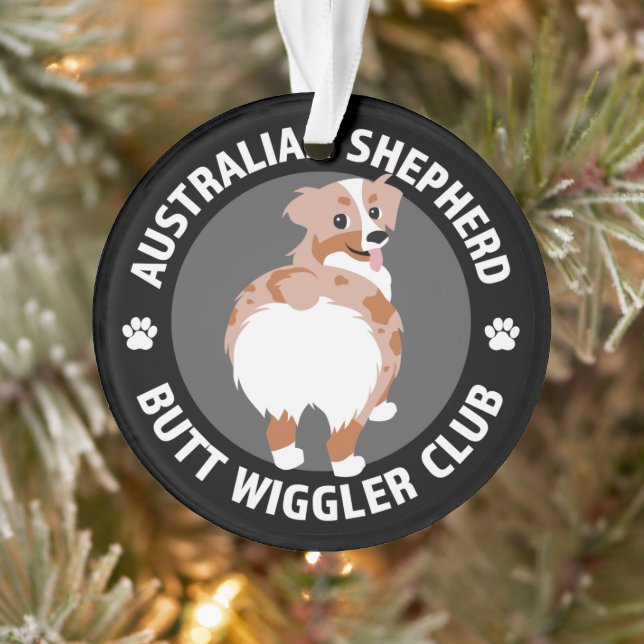 Australian Shepherd Butt Wigglers Club - Red Merle Ornament (Tree)
