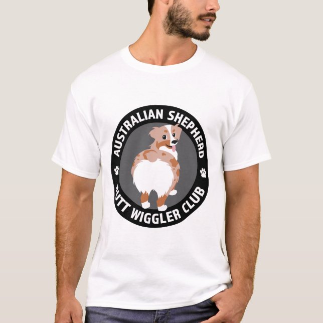 Australian Shepherd Butt Wigglers Club - Red Merle T-Shirt (Front)