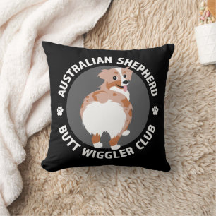 Australian Shepherd Butt Wigglers Club - Red Merle Throw Pillow