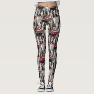 Australian Shepherd by the Fireplace Christmas Leggings