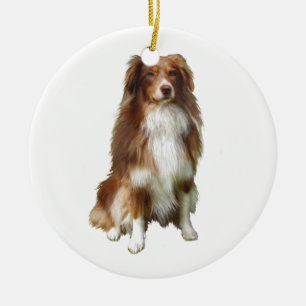 Australian Shepherd (C) - Red-white Ceramic Ornament