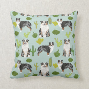 Australian Shepherd Cactus Throw Pillow