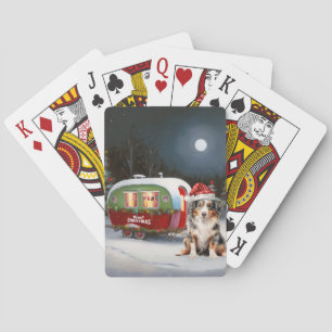 Australian Shepherd Caravan Christmas Adventure Playing Cards
