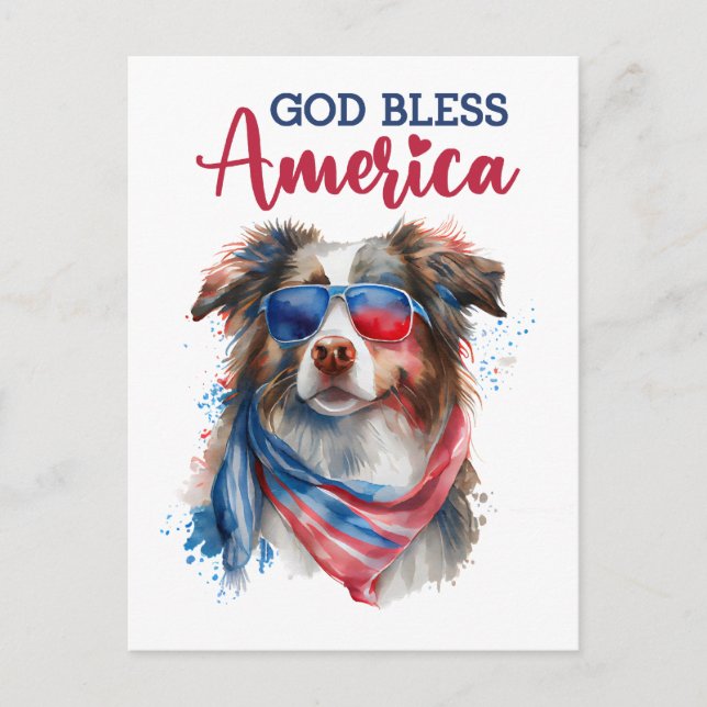 Australian Shepherd, carte postale de Dieu béni l' (Devant)