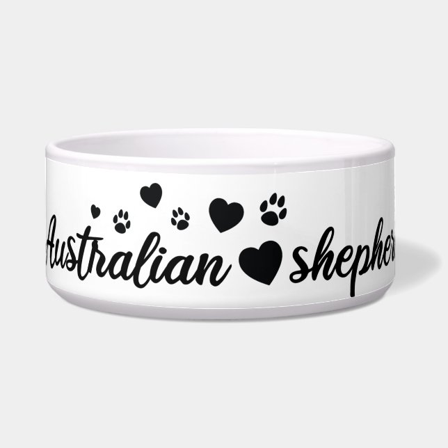 Australian Shepherd Ceramic Pet Bowl (Front)