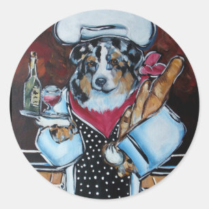 AUSTRALIAN SHEPHERD CHEF CLASSIC ROUND STICKER