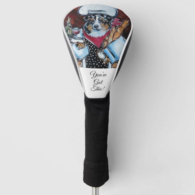 AUSTRALIAN SHEPHERD CHEF GOLF HEAD COVER (Front)