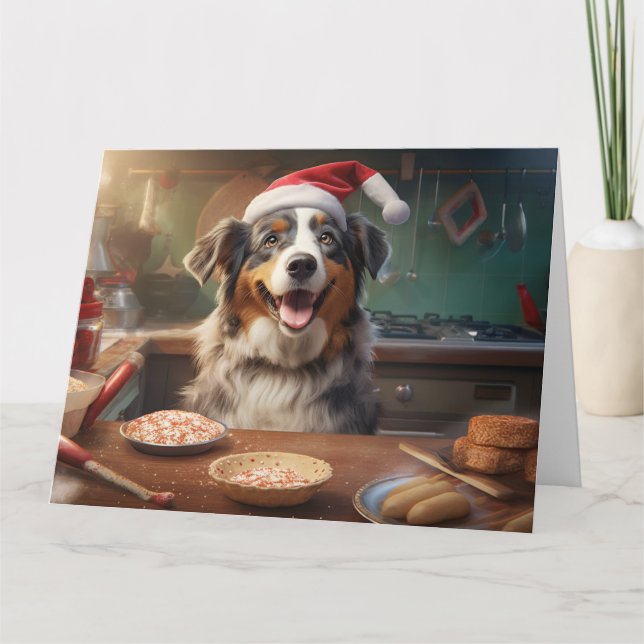 Australian Shepherd Christmas Cookies Holiday Card (Front)