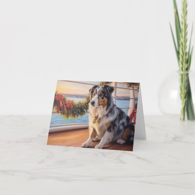Australian Shepherd Christmas Cruise: Pawsome Card (Front)