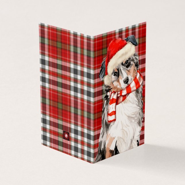 Australian Shepherd Christmas Dog Plaid Holiday (Outside)