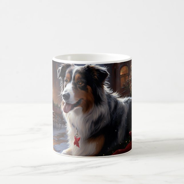 Australian Shepherd Christmas Festive Season  Coffee Mug (Center)