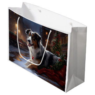Australian Shepherd Christmas Festive Season  Large Gift Bag