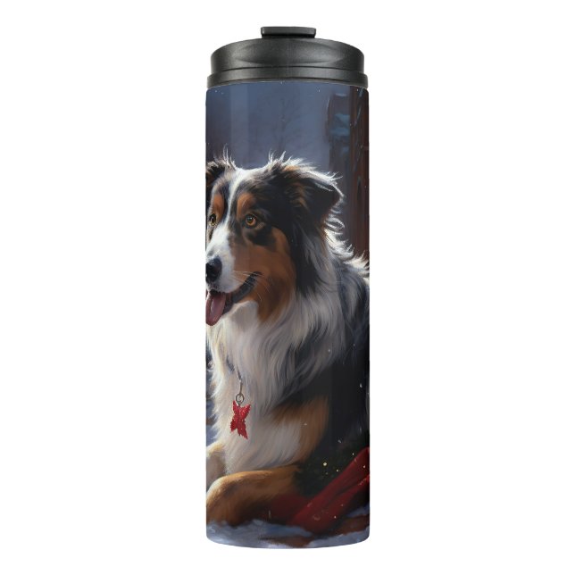 Australian Shepherd Christmas Festive Season  Thermal Tumbler (Front)