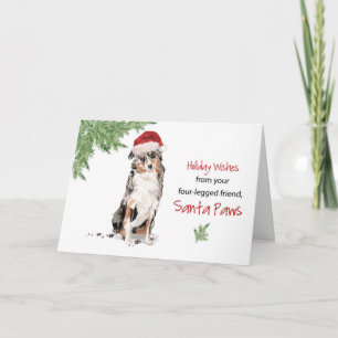 Australian Shepherd Christmas From Dog in Funny Sa Card