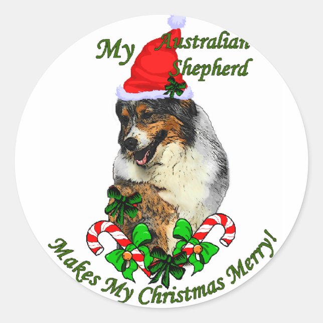Australian Shepherd Christmas Gifts Classic Round Sticker (Front)