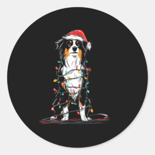 Australian Shepherd Christmas Graphics Dog Lights Classic Round Sticker