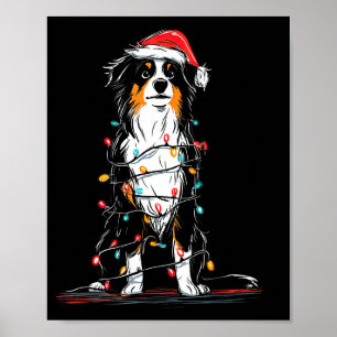 Australian Shepherd Christmas Graphics Dog Lights  Poster