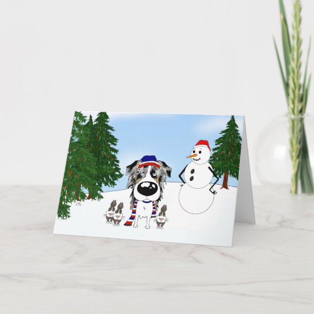 Australian Shepherd Christmas Holiday Card (Front)