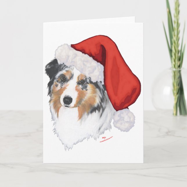 Australian Shepherd Christmas Holiday Card (Front)