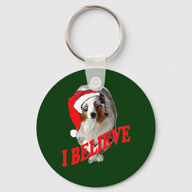 Australian shepherd Christmas Keychain (Front)