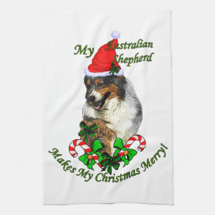 Australian Shepherd Christmas Kitchen Towel