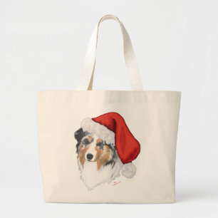 Australian Shepherd Christmas Large Tote Bag
