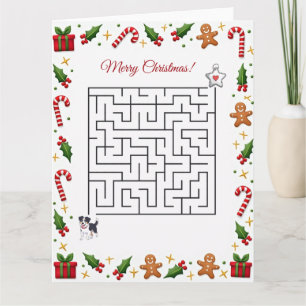 Australian Shepherd Christmas Maze Puzzle Holiday Card