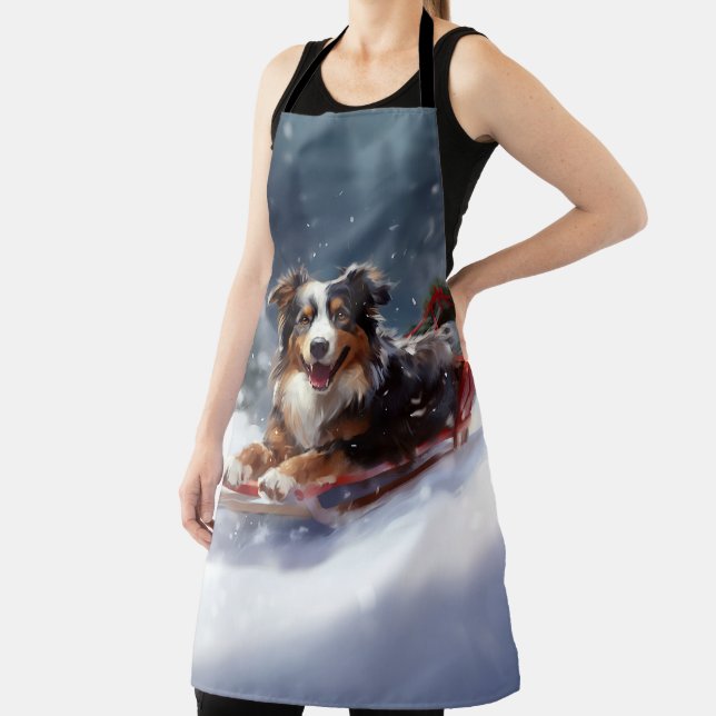 Australian Shepherd Christmas snow winter Apron (Insitu)