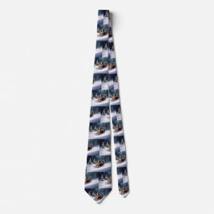 Australian Shepherd Christmas snow winter Tie
