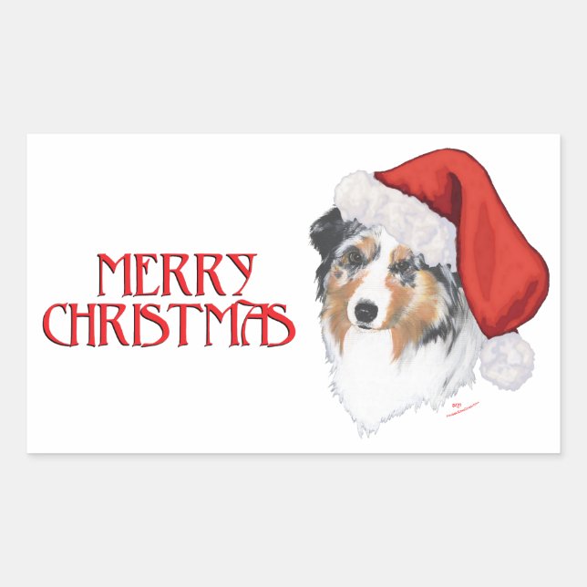 Australian Shepherd Christmas Sticker (Front)