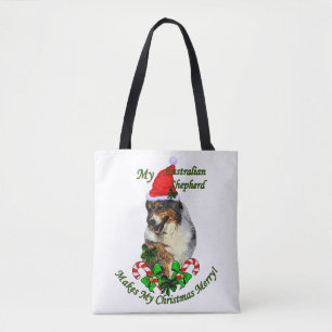 Australian Shepherd Christmas Tote Bag