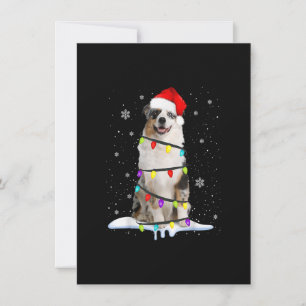 Australian Shepherd Christmas Tree Light Aussie Xm Invitation