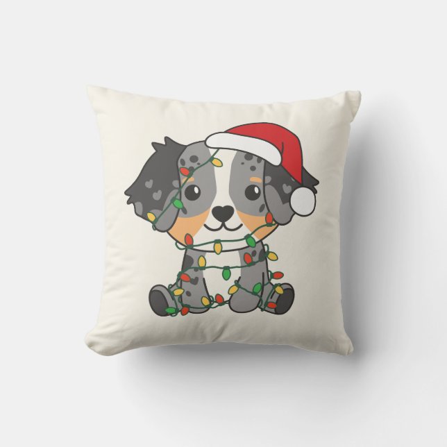 Australian Shepherd Christmas Winter Animals Throw Pillow (Front)