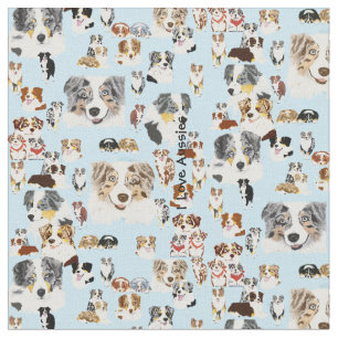 Australian Shepherd Collage Cus. Cotton 56" Fabric