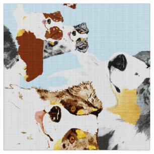 Australian Shepherd Collage Poly Poplin 60" Fabric