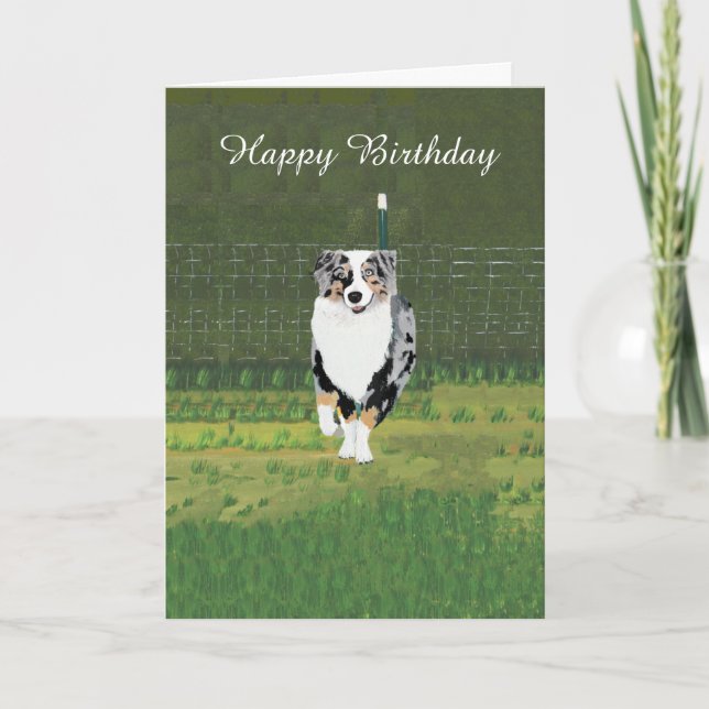 Australian Shepherd Custom Bonne Carte d'anniversa (Devant)