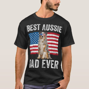 Australian Shepherd Dad American Flag Dog Lover Au T-Shirt