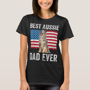 Australian Shepherd Dad American Flag Dog Lover Au T-Shirt