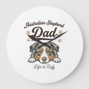 Australian Shepherd Dad Life Is Ruff Vintage Shirt Large Clock