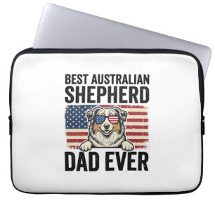 Australian Shepherd Dad Patriotic Vintage Laptop Sleeve
