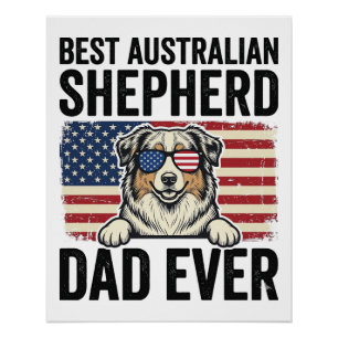 Australian Shepherd Dad Patriotic Vintage Poster
