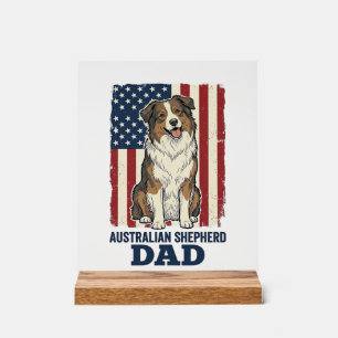 Australian Shepherd Dad Patriotic Vintage Vector D Acrylic Sign