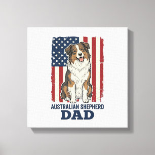 Australian Shepherd Dad Patriotic Vintage Vector D Canvas Print