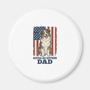 Australian Shepherd Dad Patriotic Vintage Vector D Magnet