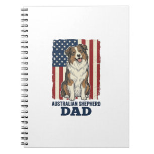 Australian Shepherd Dad Patriotic Vintage Vector D Notebook