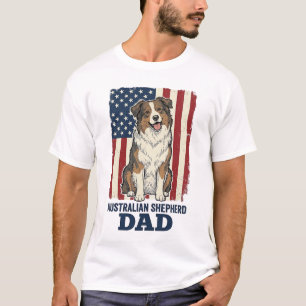 Australian Shepherd Dad Patriotic Vintage Vector D T-Shirt