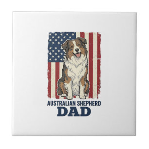 Australian Shepherd Dad Patriotic Vintage Vector D Tile