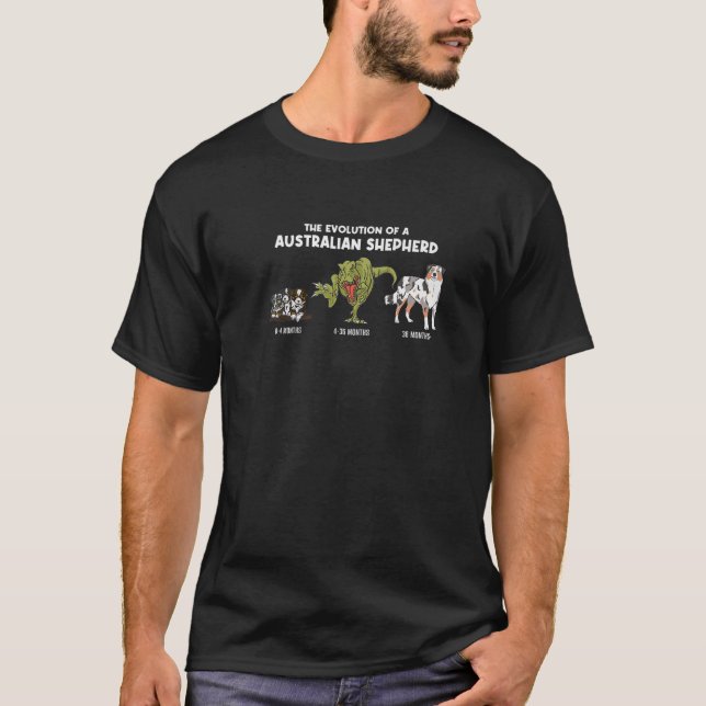 Australian Shepherd development Evolution Aussie p T-Shirt (Front)