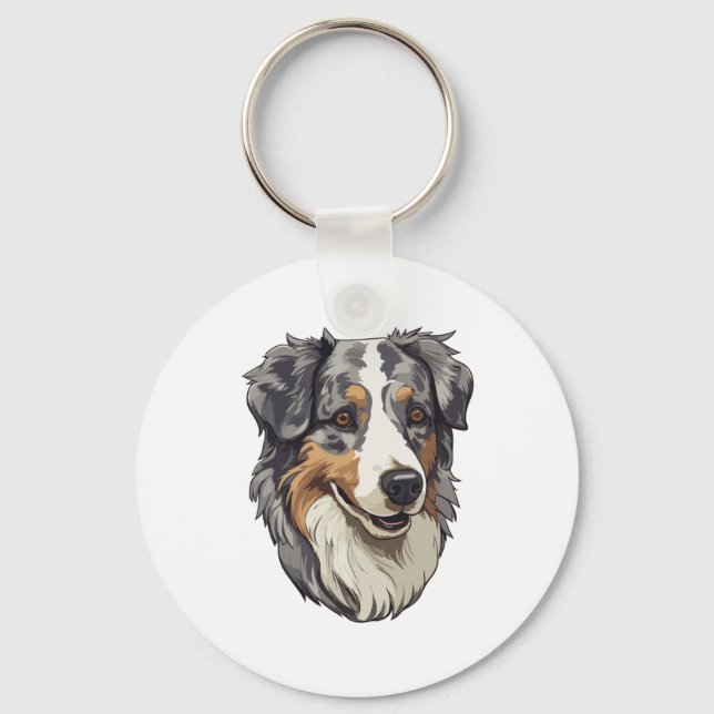 Australian shepherd Dog  3 Keychain (Front)