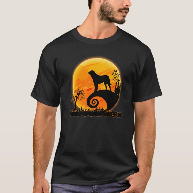 Australian Shepherd Dog And Moon  Halloween Costum T-Shirt (Front)